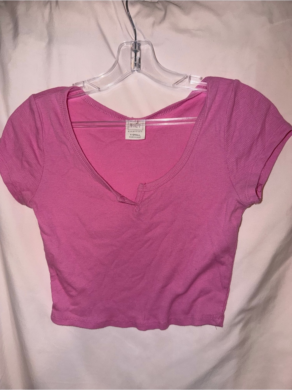 PacSun Fuchsia Ribbed Scoop Neck Crop Tee